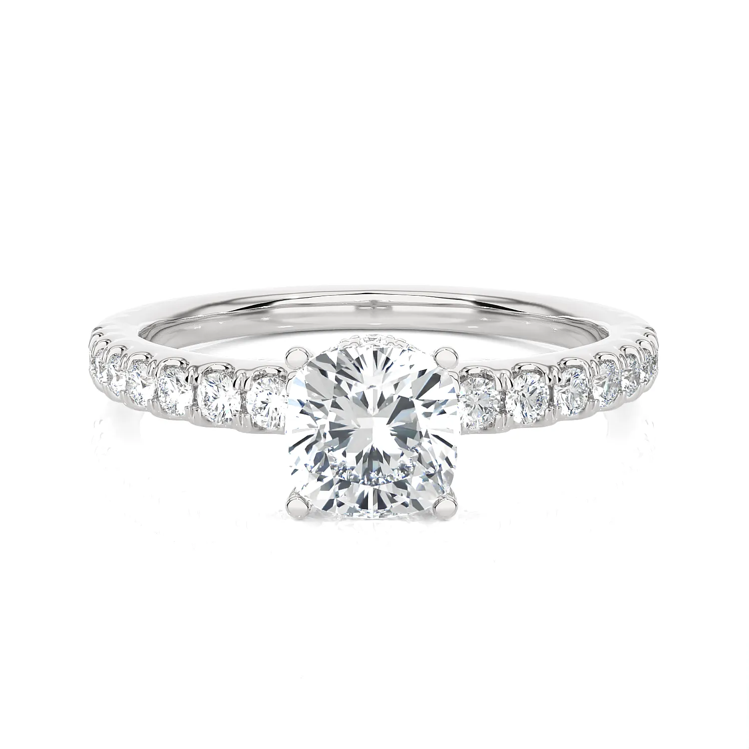 1 1/2 ctw Princess-Cut Lab Grown Diamond Side Stone Engagement Ring