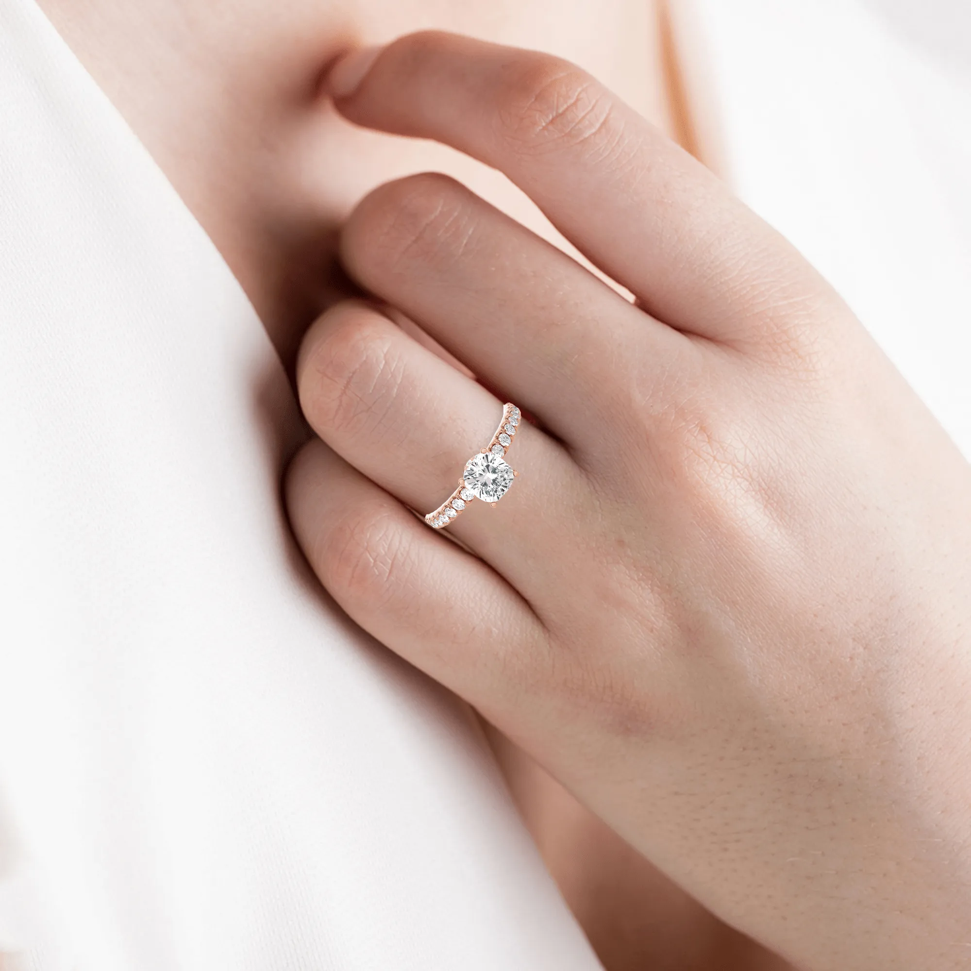 1 1/2 ctw Princess-Cut Lab Grown Diamond Side Stone Engagement Ring