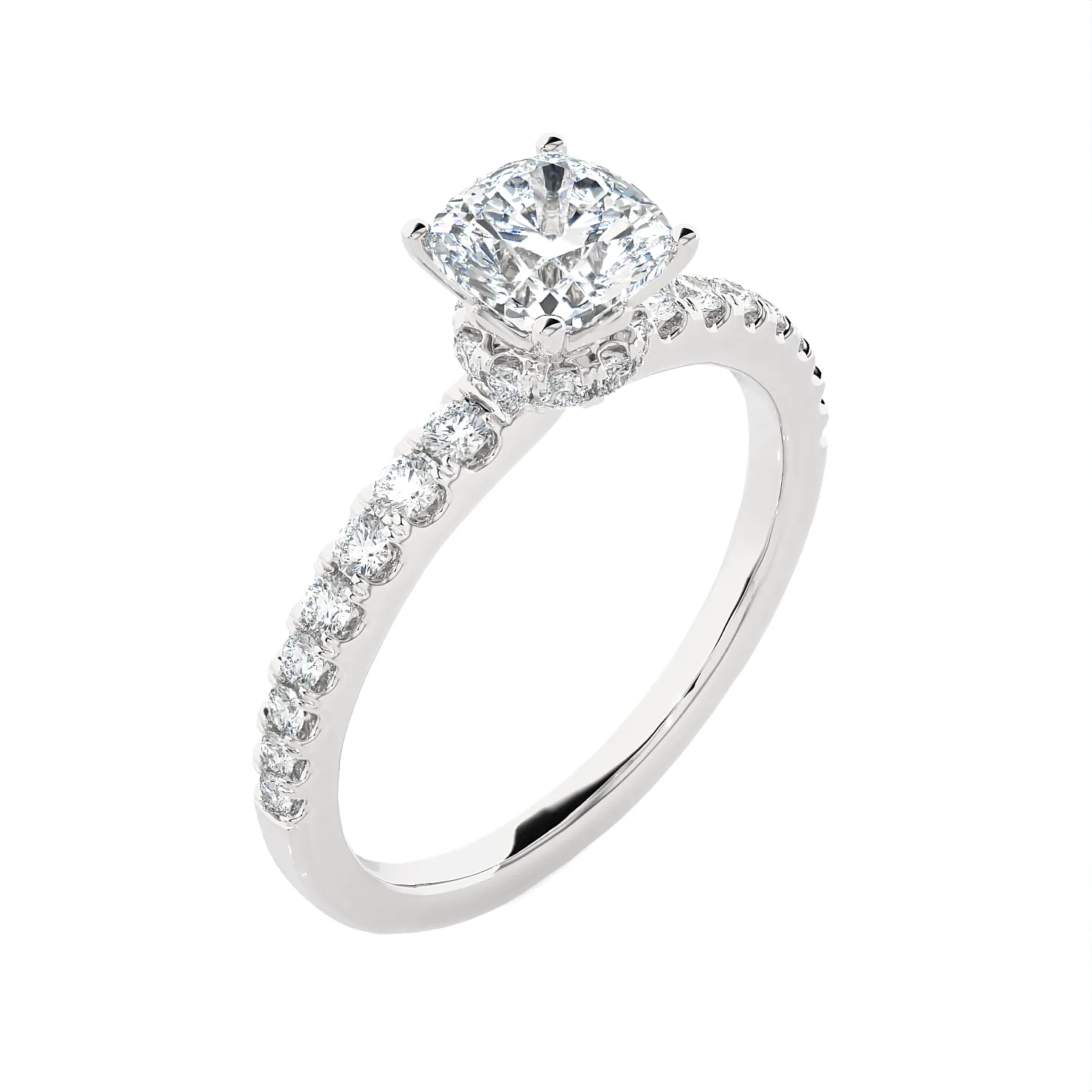 1 1/2 ctw Princess-Cut Lab Grown Diamond Side Stone Engagement Ring