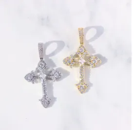 10K Gold Diamond Gothic Cross Pendant