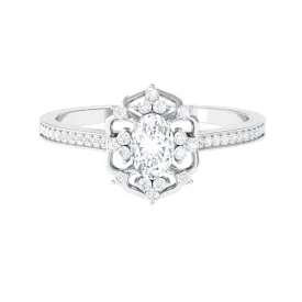 1.25 CT Vintage Inspired Zircon Flower Engagement Ring