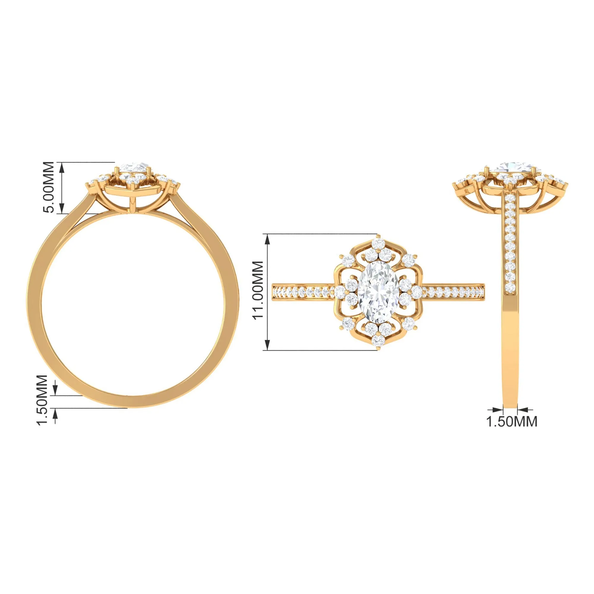 1.25 CT Vintage Inspired Zircon Flower Engagement Ring