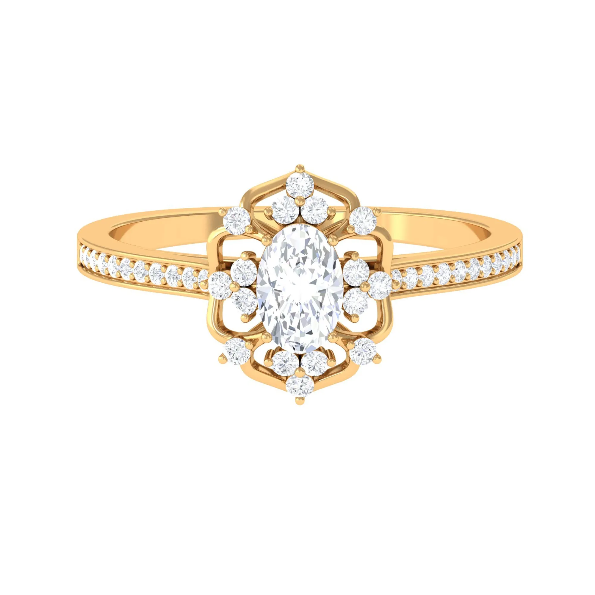 1.25 CT Vintage Inspired Zircon Flower Engagement Ring