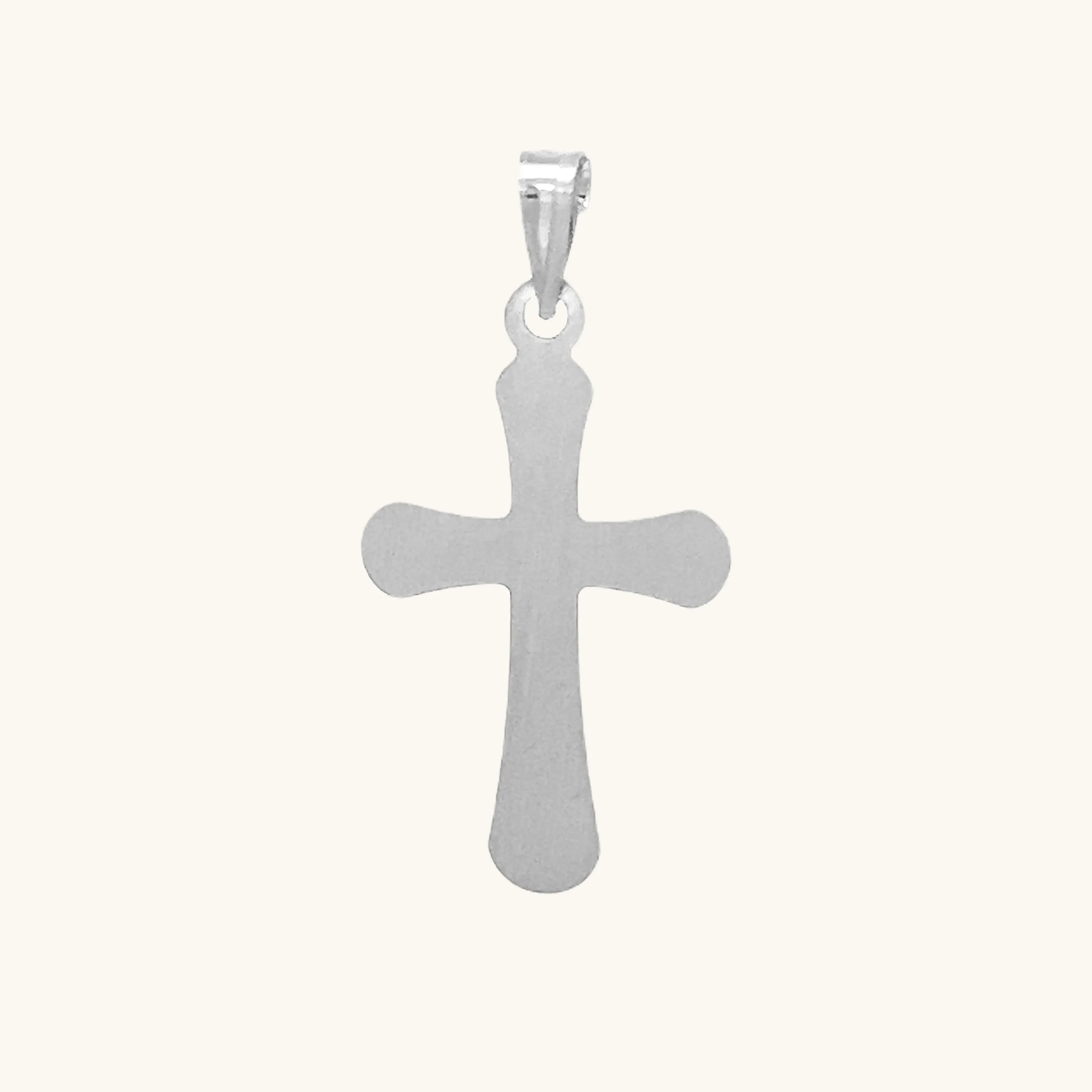 14K GOLD ROUNDED DIAMOND CROSS PENDANT