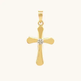14K GOLD ROUNDED DIAMOND CROSS PENDANT