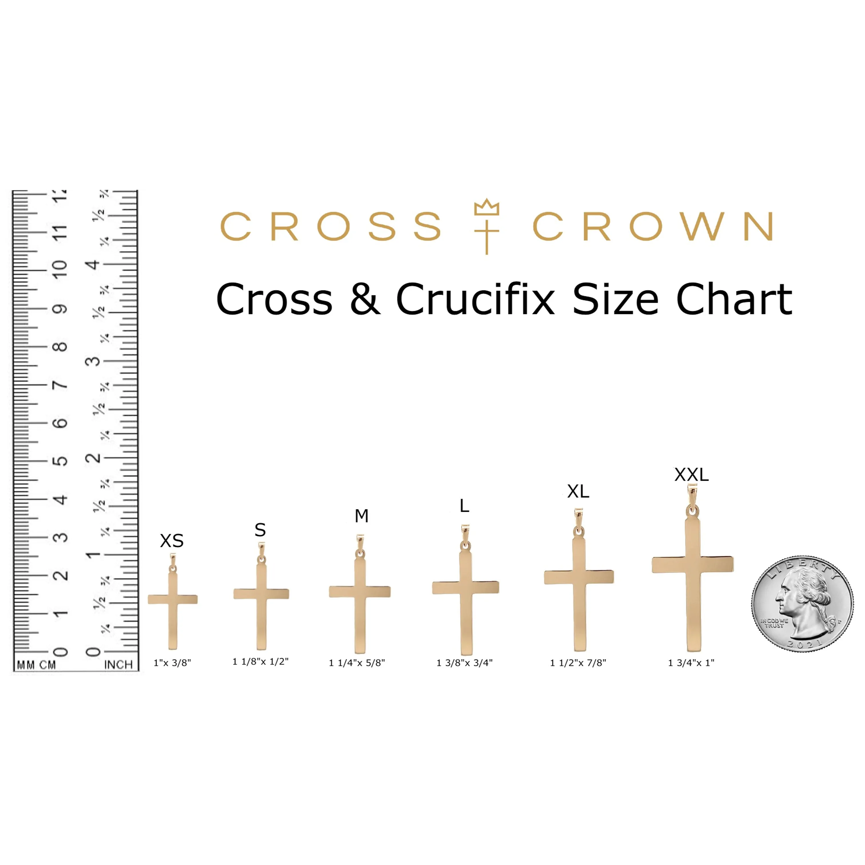14K GOLD TEXTURED SQUARED EDGE CROSS PENDANT