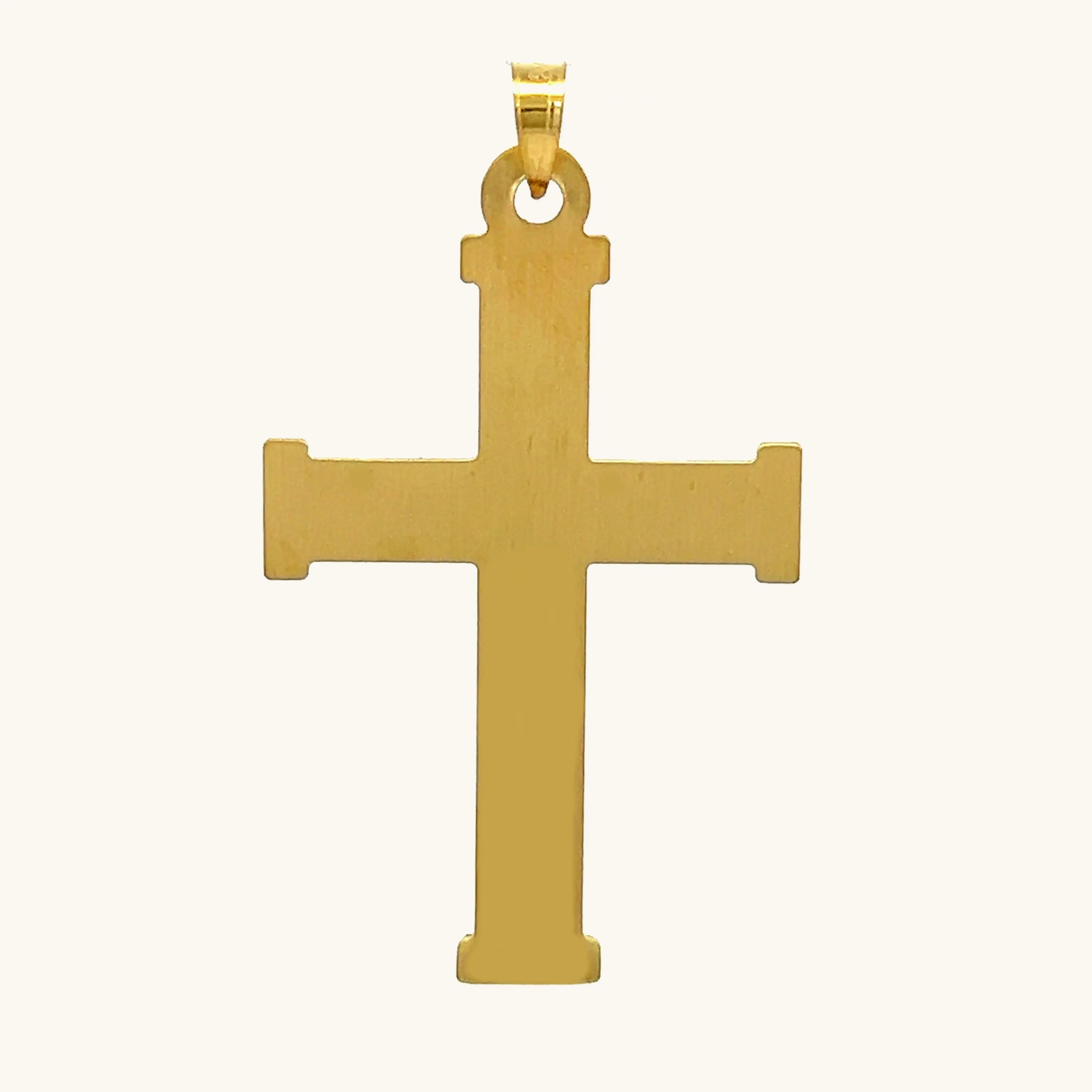 14K GOLD TEXTURED SQUARED EDGE CROSS PENDANT