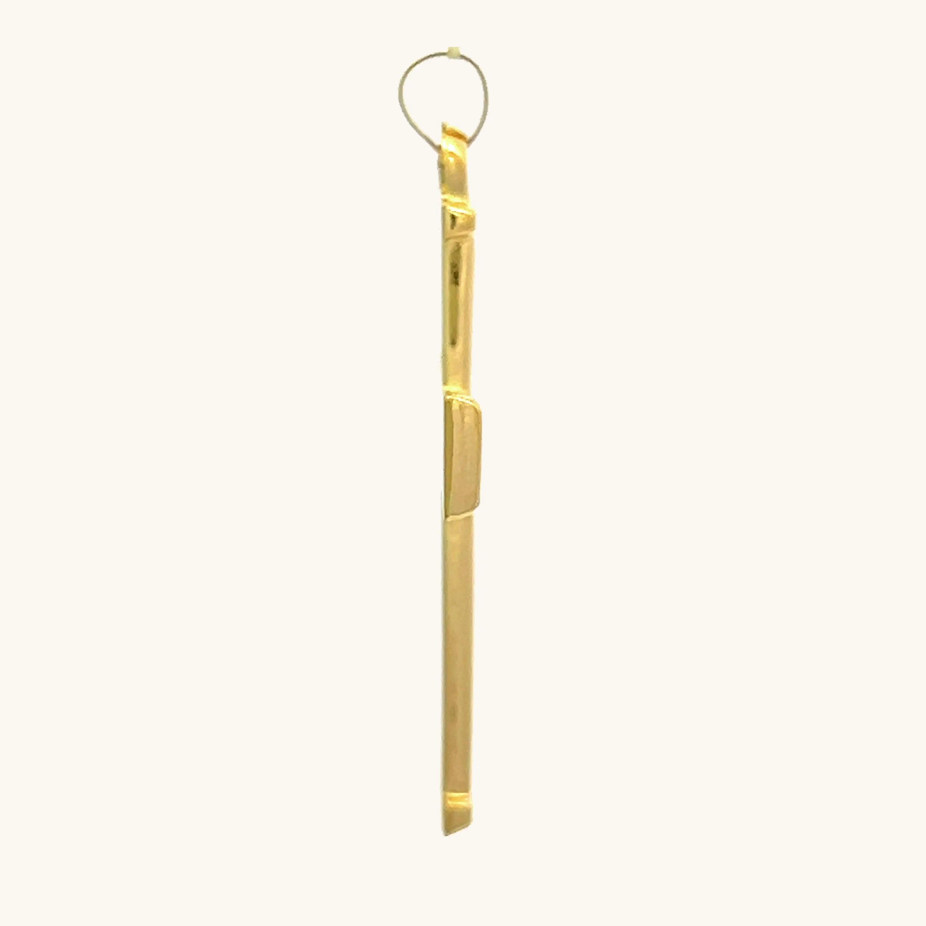 14K GOLD TEXTURED SQUARED EDGE CROSS PENDANT