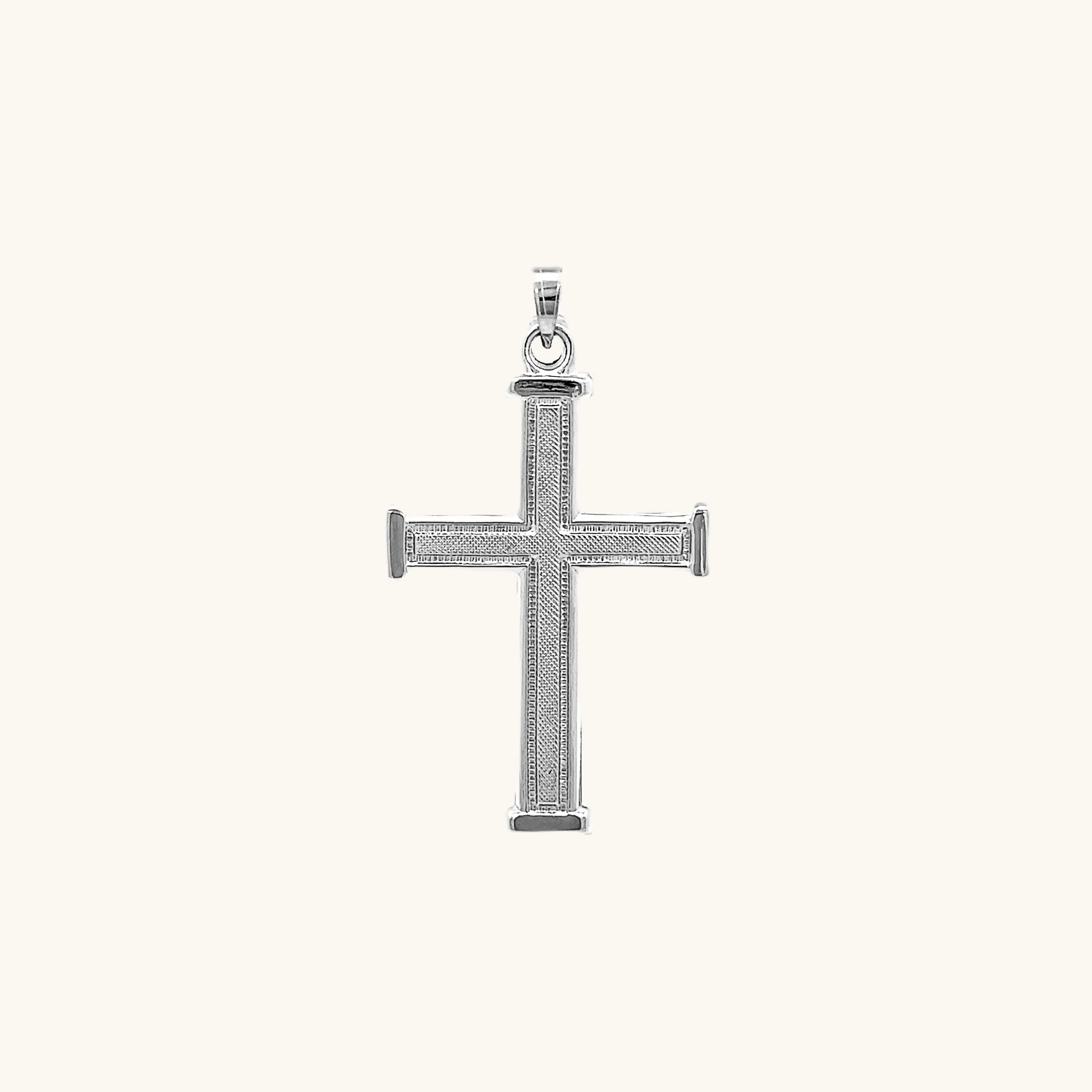 14K GOLD TEXTURED SQUARED EDGE CROSS PENDANT