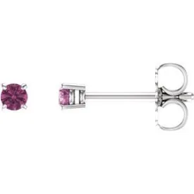 14K White 2.5 mm Natural Pink Tourmaline Stud Earrings
