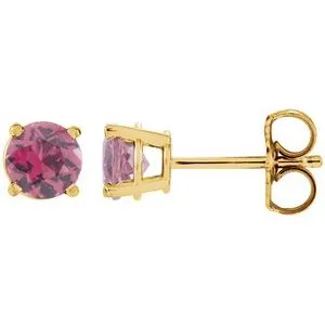 14K White 2.5 mm Natural Pink Tourmaline Stud Earrings