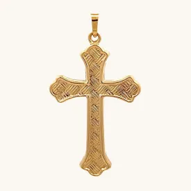 14K YELLOW GOLD CROSSHATCH DESIGN XL PENDANT
