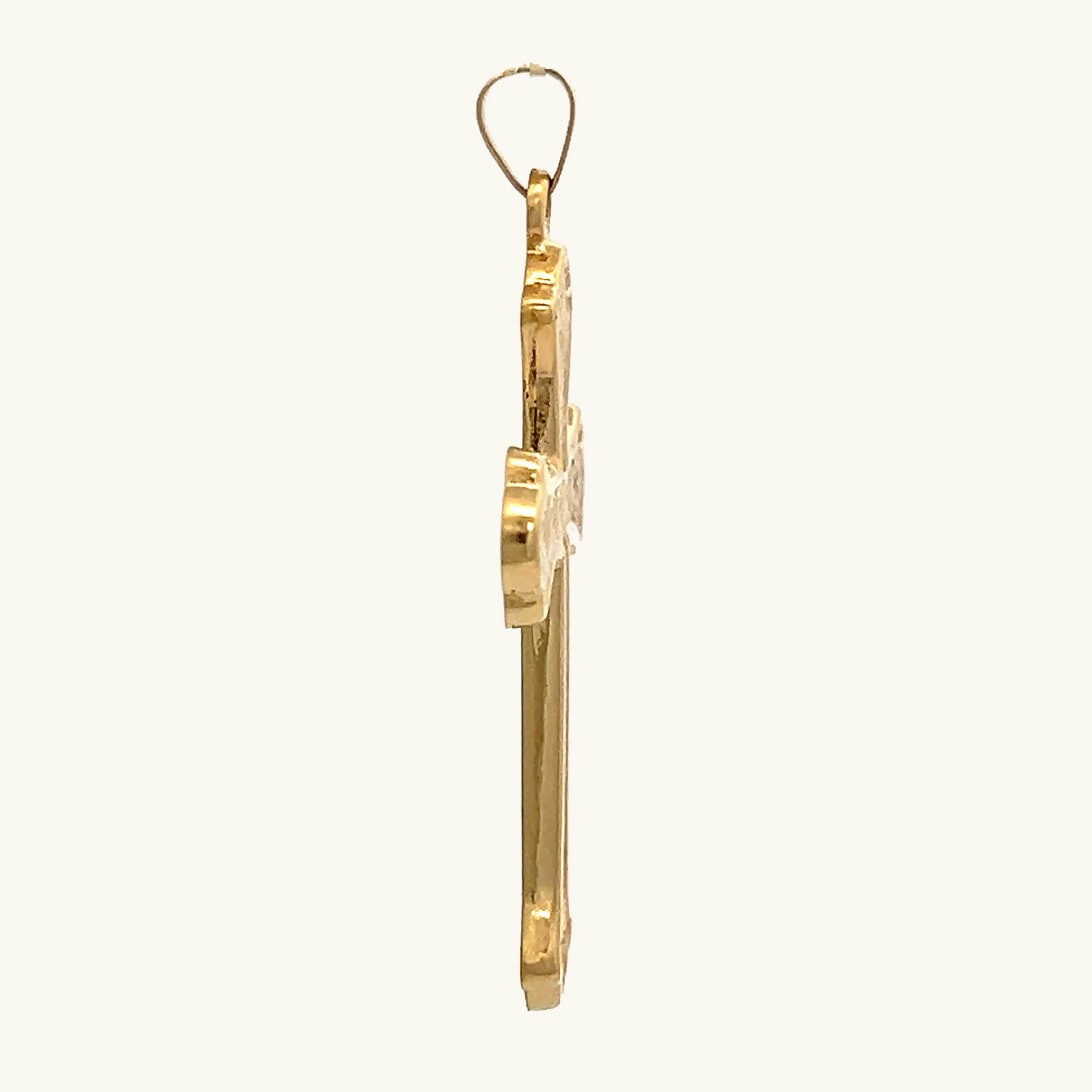 14K YELLOW GOLD CROSSHATCH DESIGN XL PENDANT