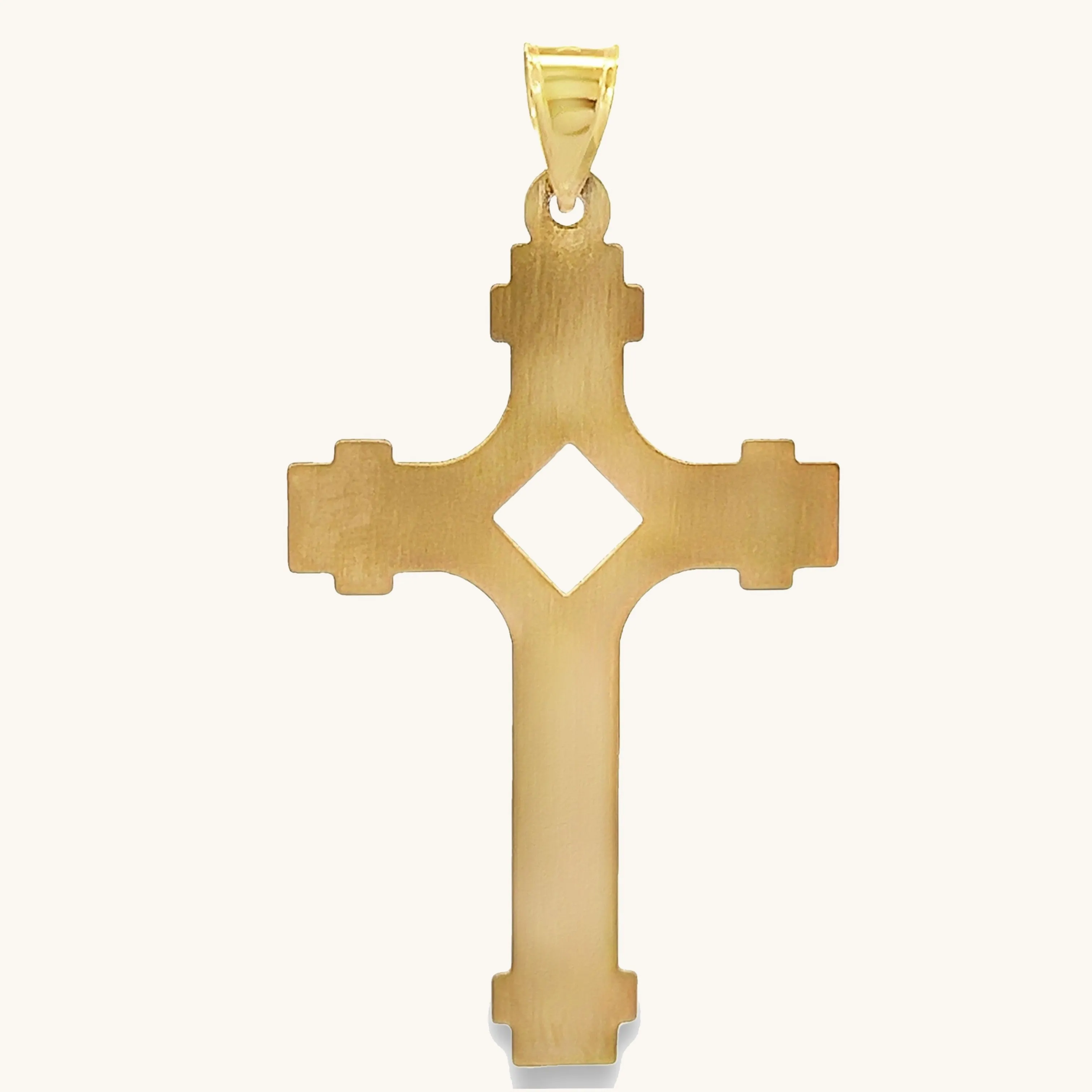 14K YELLOW GOLD PIERCED TUBE CROSS PENDANT