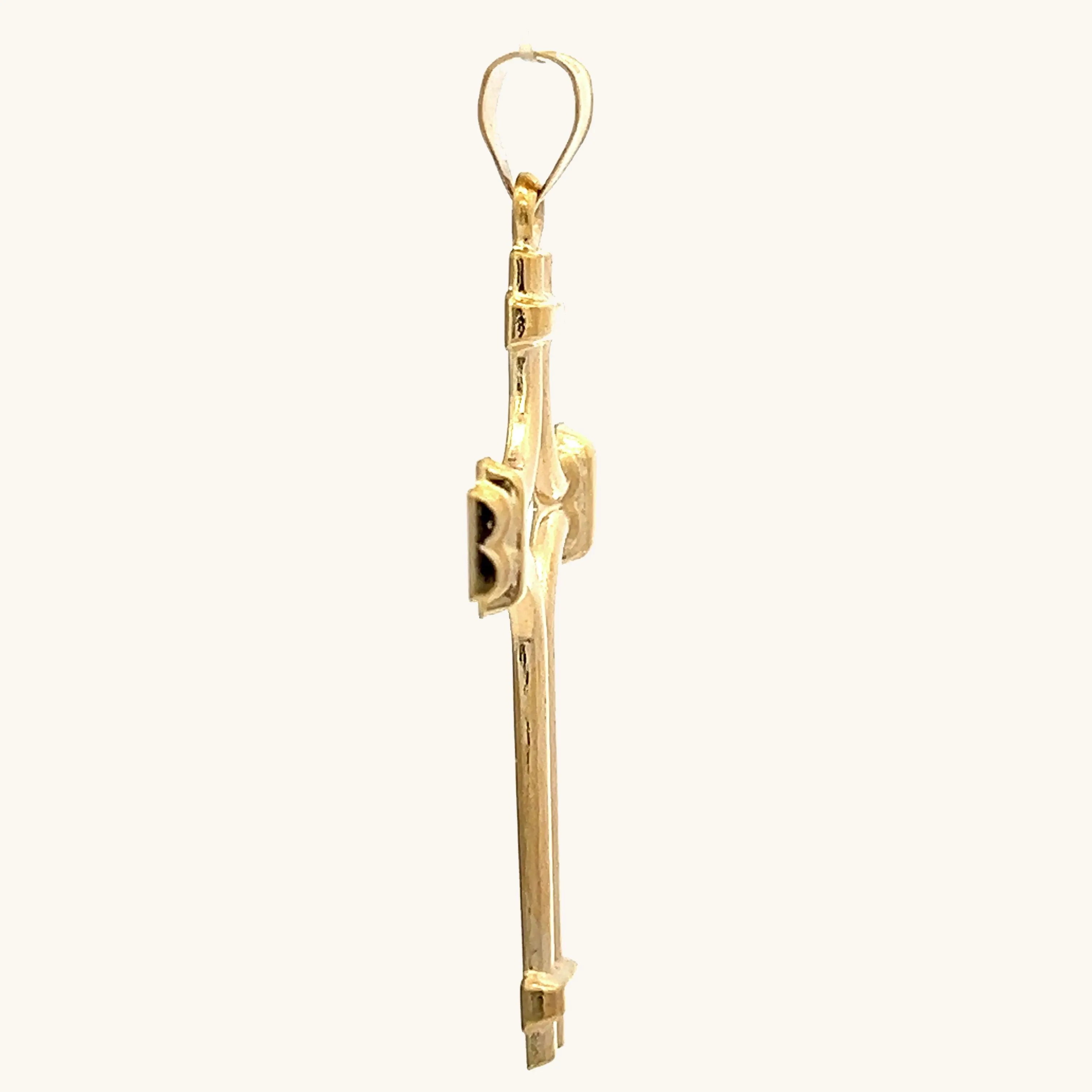 14K YELLOW GOLD PIERCED TUBE CROSS PENDANT
