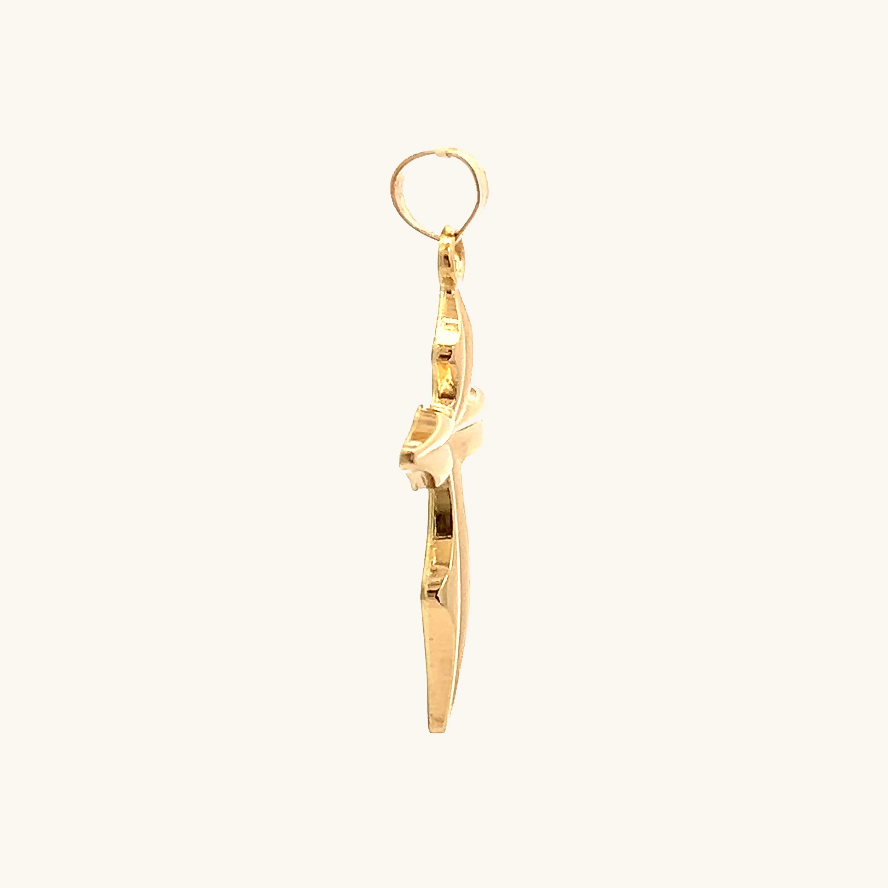 14K YELLOW GOLD POINTED CROSS PENDANT
