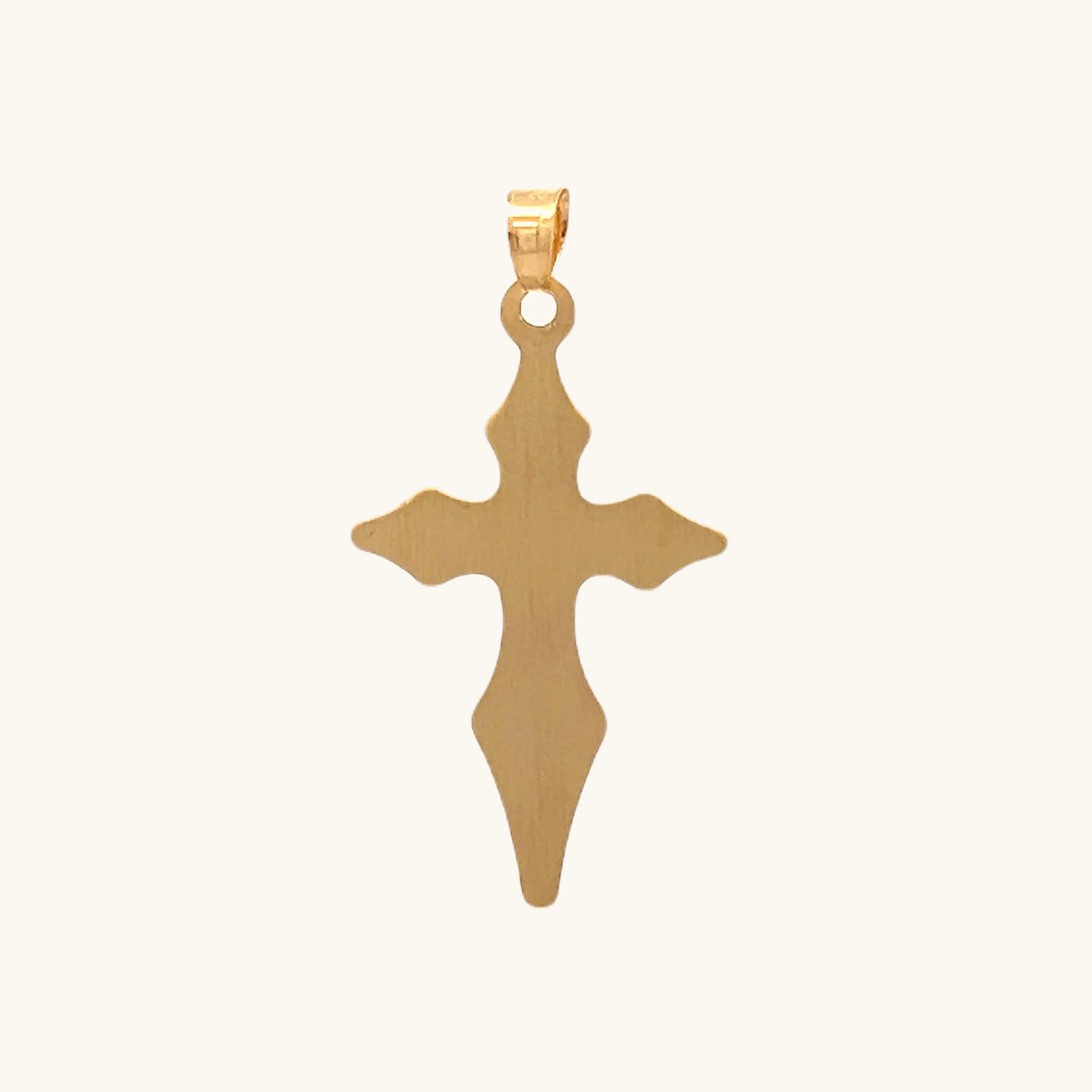 14K YELLOW GOLD POINTED CROSS PENDANT