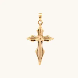 14K YELLOW GOLD POINTED CROSS PENDANT