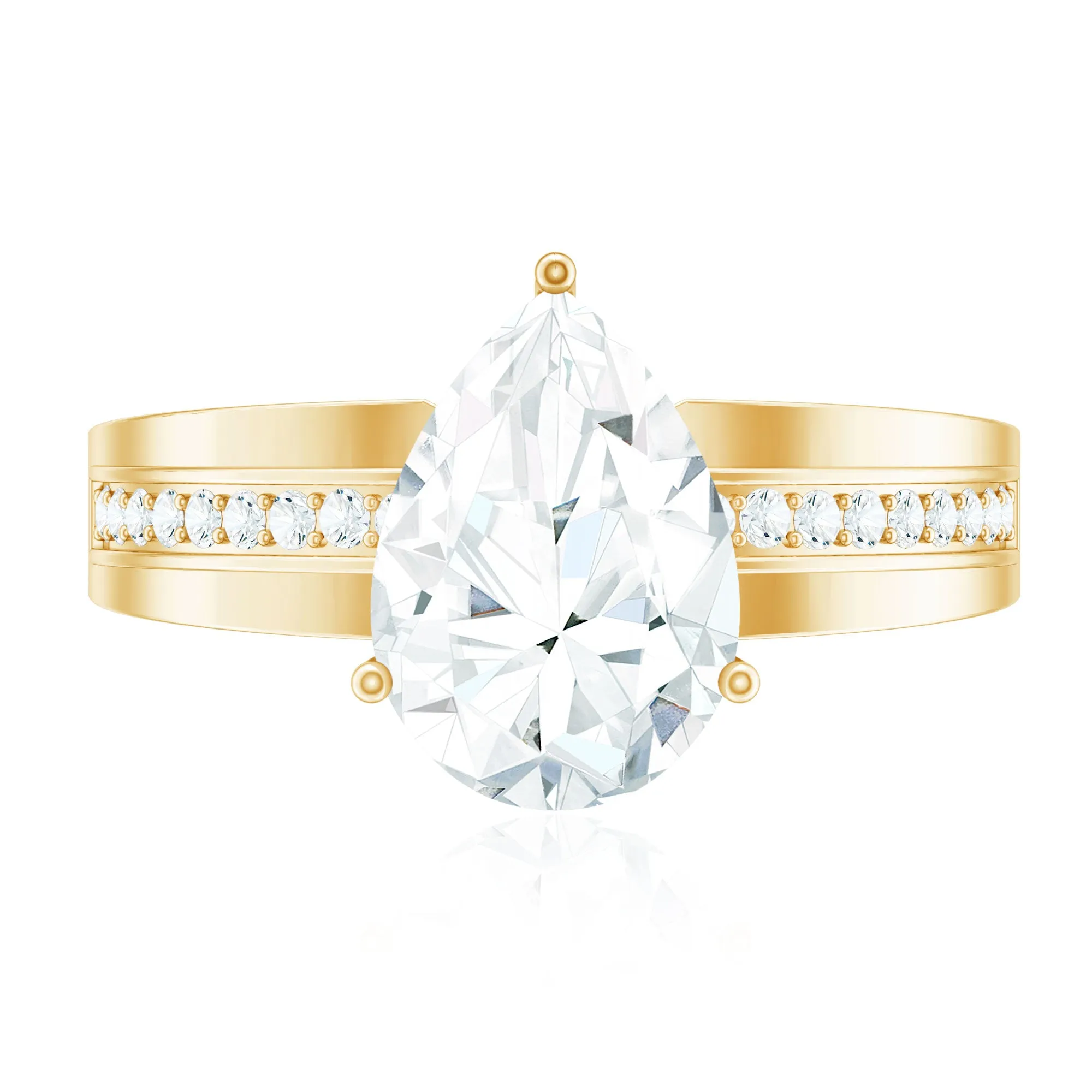 2 CT Pear Cut Moissanite Two Tone Engagement Ring