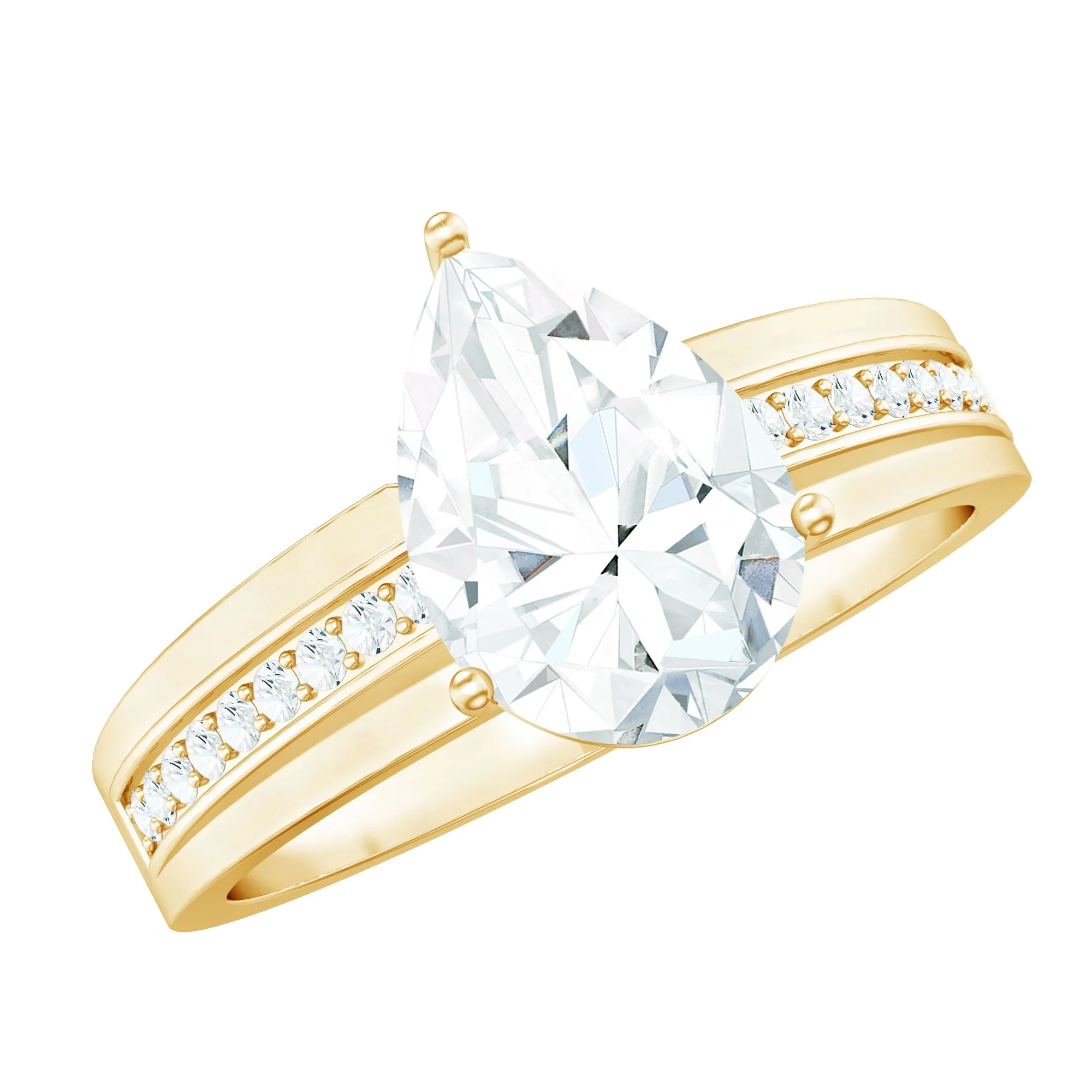 2 CT Pear Cut Moissanite Two Tone Engagement Ring