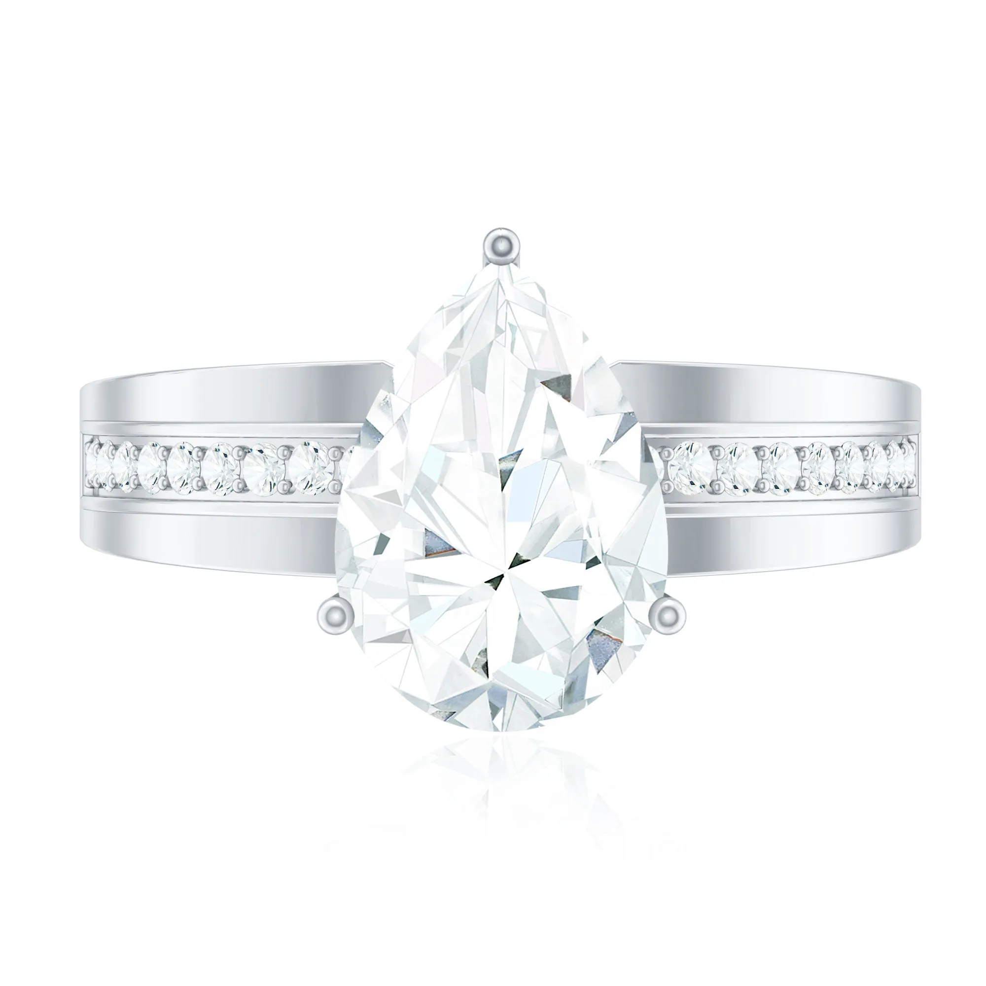 2 CT Pear Cut Moissanite Two Tone Engagement Ring