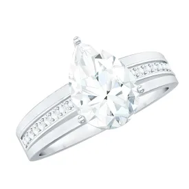 2 CT Pear Cut Moissanite Two Tone Engagement Ring