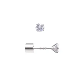 3MM Cubic Zirconia Sterling Silver Flat Back Earrings for Women Tragus Piercing Jewelry, Diamond White