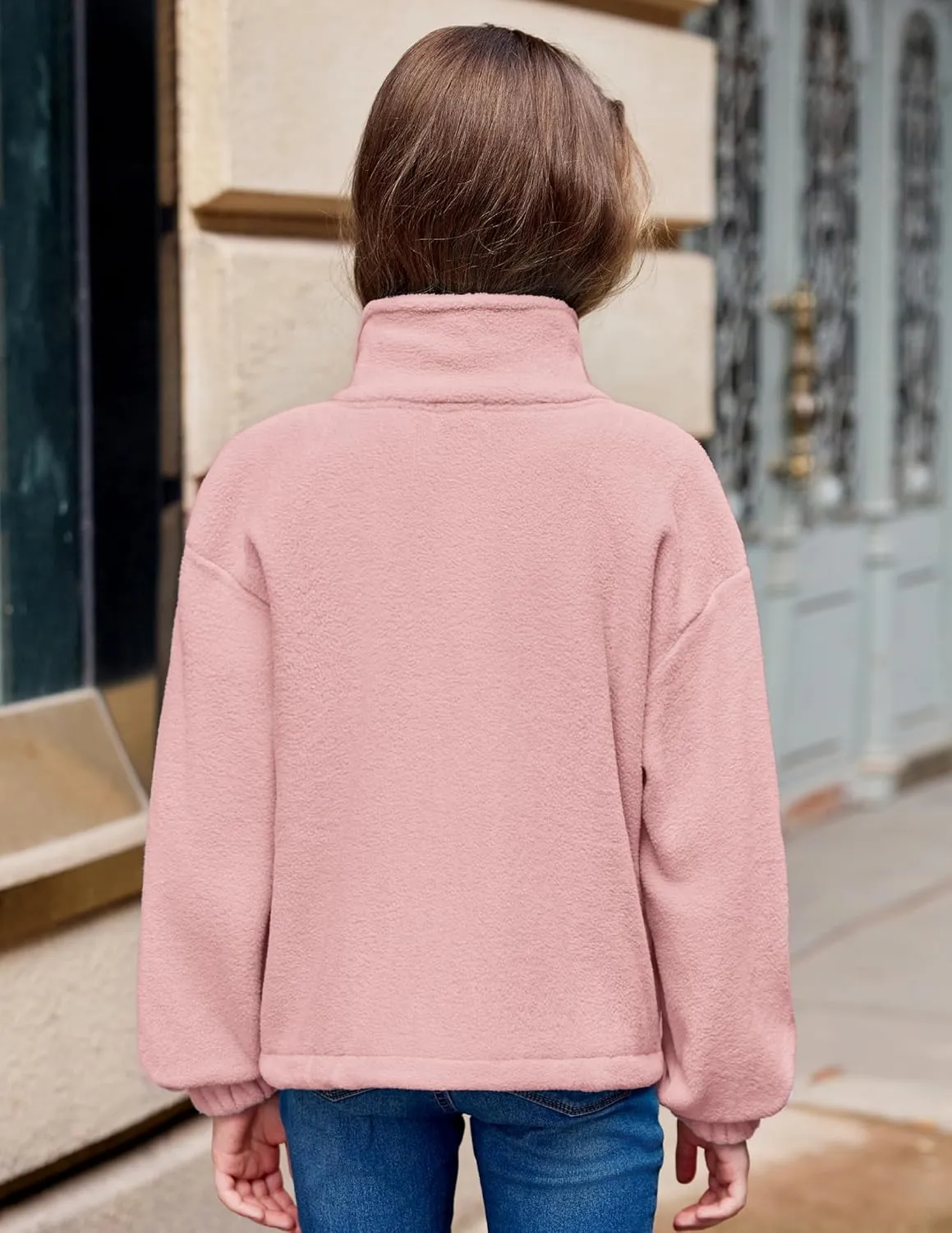 Arshiner Girls Zip Up Fleece Jacket Fall Winter Sherpa Sweatshirts Warm Outwear Crop Coat with Pockets