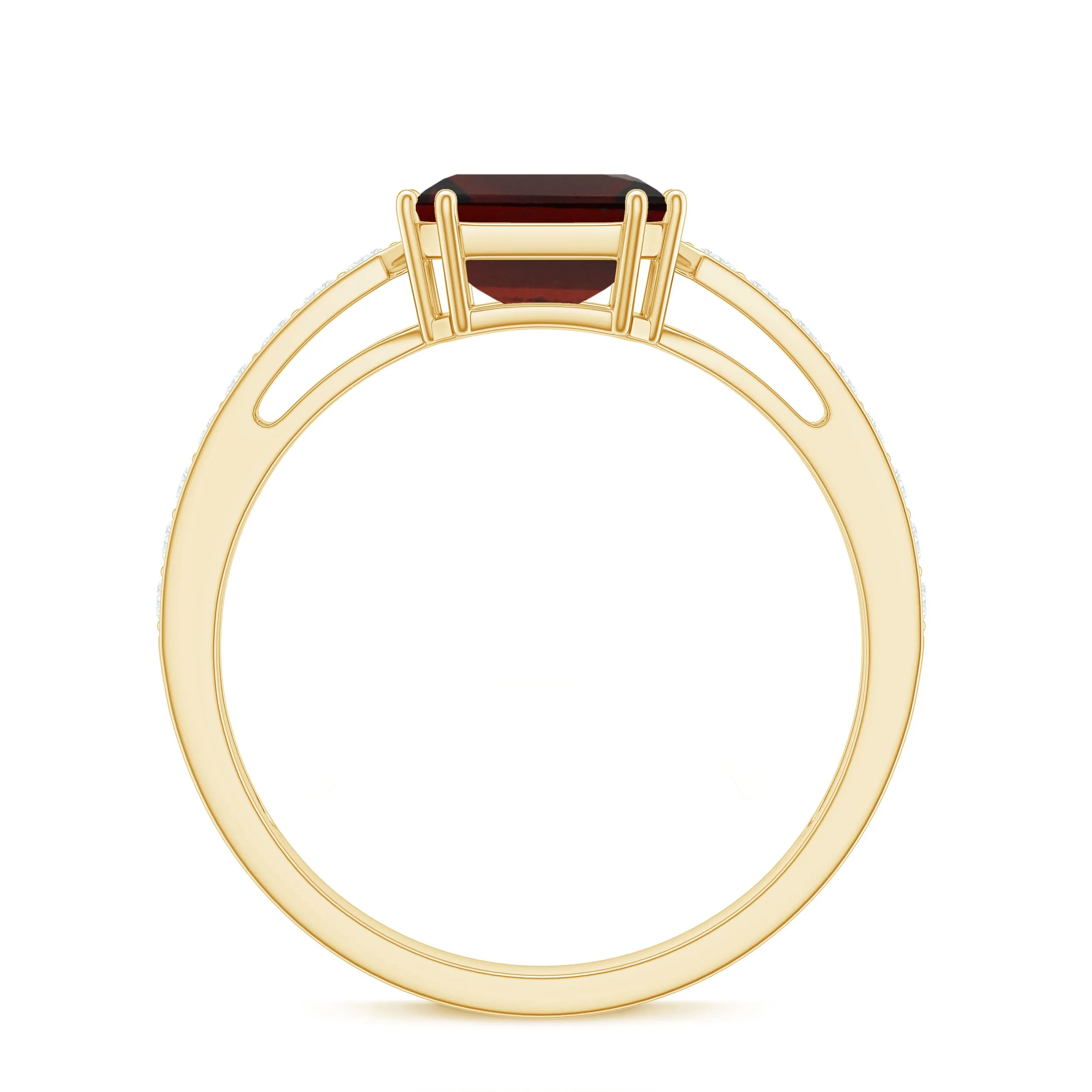 Asscher Garnet Solitaire Engagement Ring with Diamond