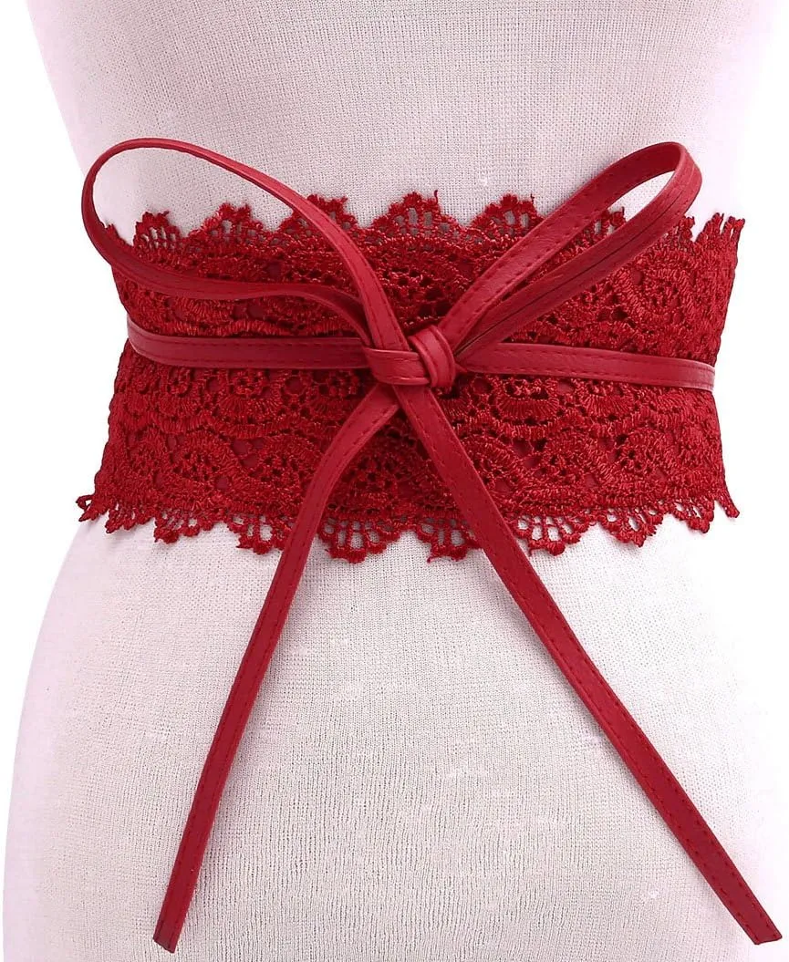 Ayliss Women Soft PU Leather Obi Belt Self Tie Wrap Cinch Belt Fashion Bowknot Waistband Wrap Belt for Dress Jumpsuit