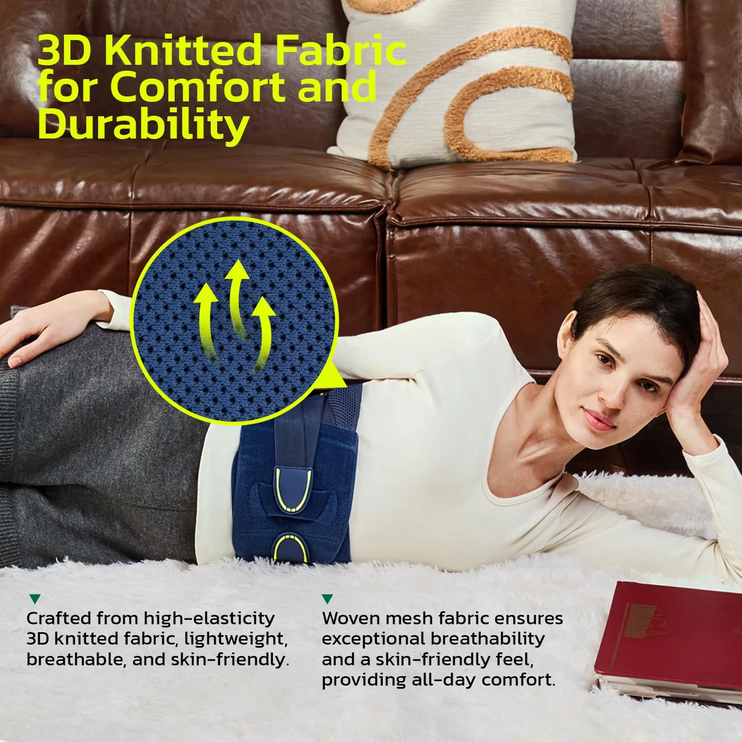 Back Brace for Lower Back Pain Relief, Adjustable Lumbar Support Belt with Steel Plates, Dual Compression, Breathable 3D Knit Fabric, Slim Waist Design for Work, Gym, Sciatica, Herniated Disc XL