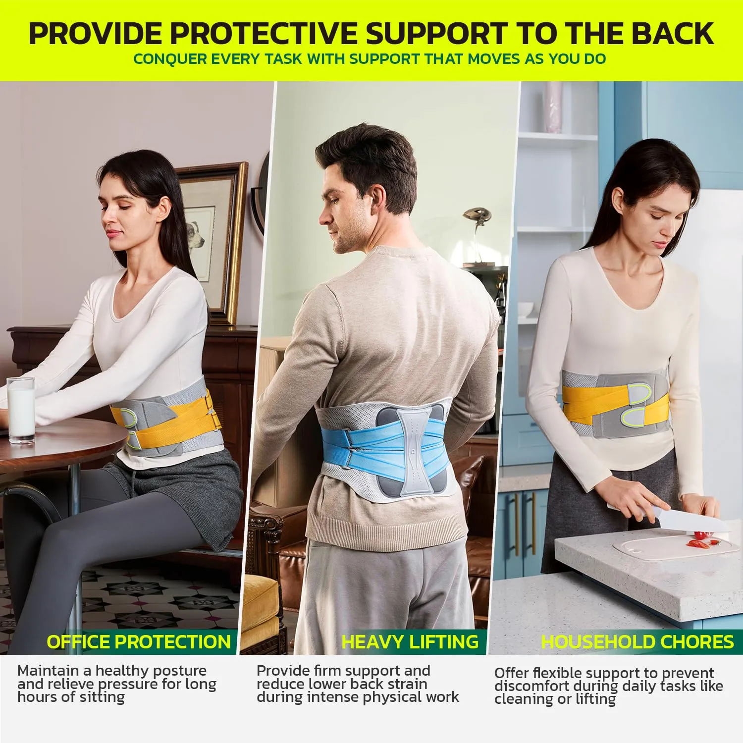 Back Brace for Lower Back Pain Relief, Adjustable Lumbar Support Belt with Steel Plates, Dual Compression, Breathable 3D Knit Fabric, Slim Waist Design for Work, Gym, Sciatica, Herniated Disc XL