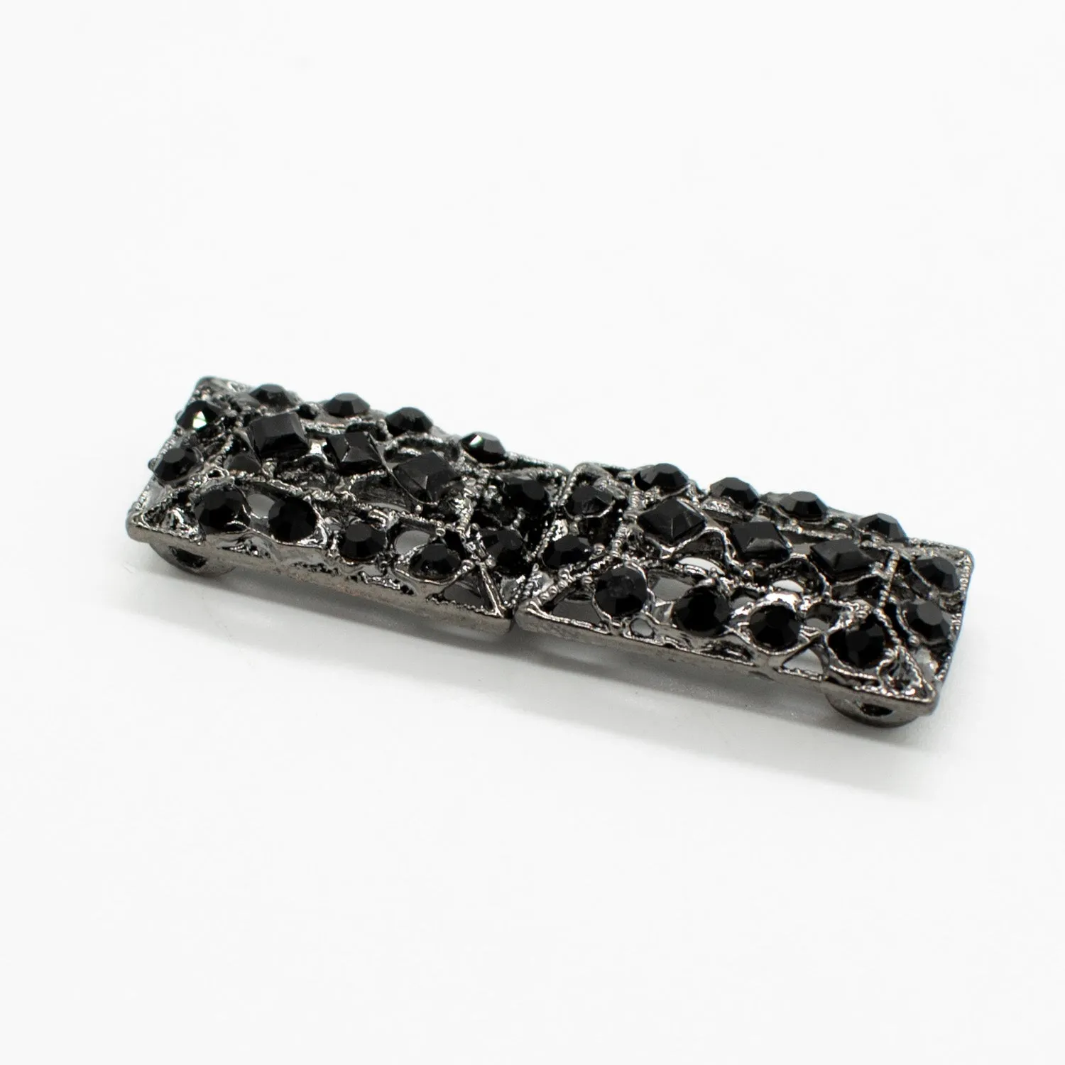 Black Diamante Decor Fashion Buckle Button