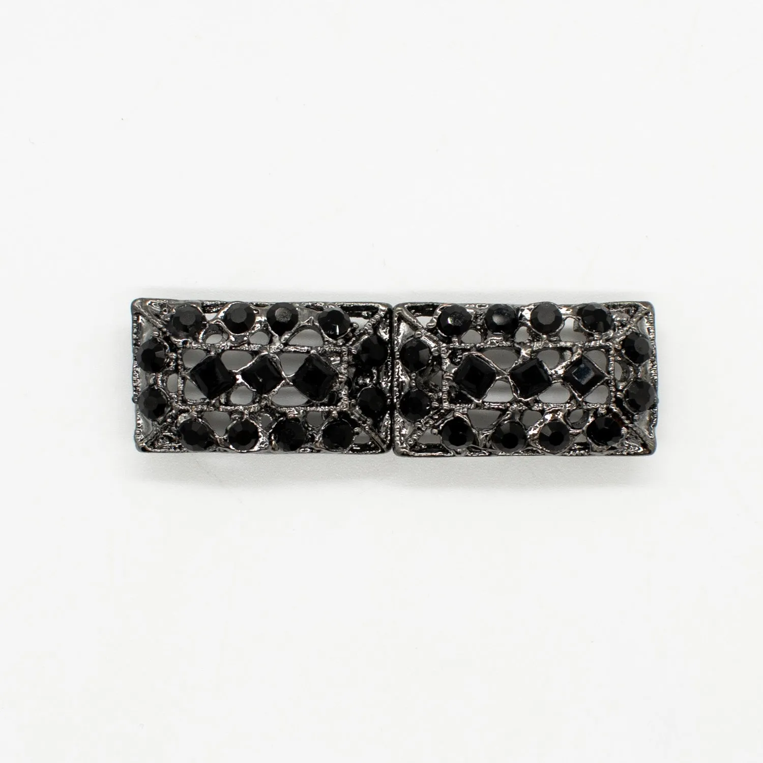 Black Diamante Decor Fashion Buckle Button