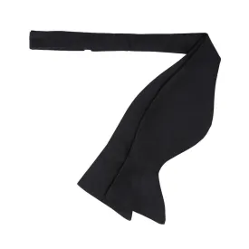 BLACK SELF-TIE SILK BUTTERFLY BOW TIE