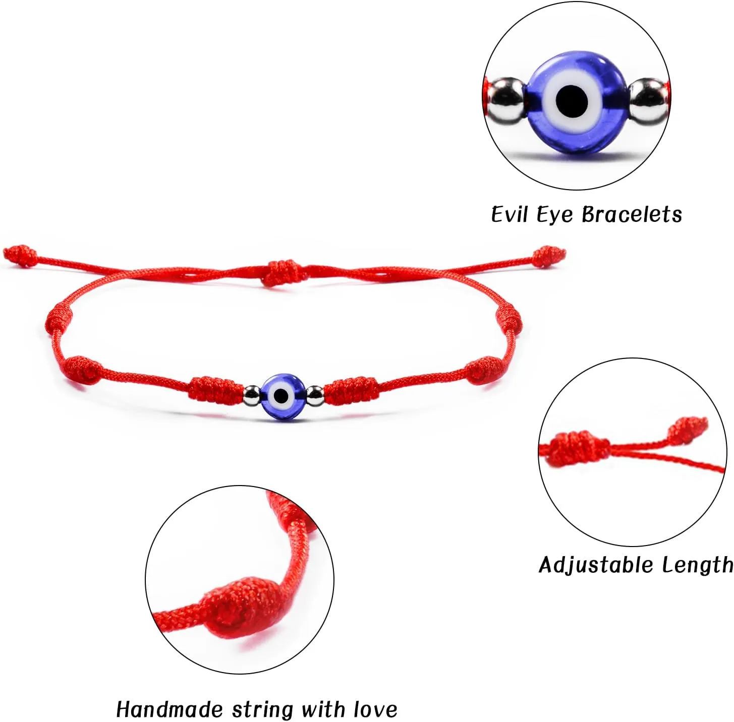 BOCHOI Evil Eye Bracelet for Women Good Luck String Bracelet Kabbalah Protection Friendship Wish Bracelet Jewelry for Girls Girlfriend Wife Mother Daughter