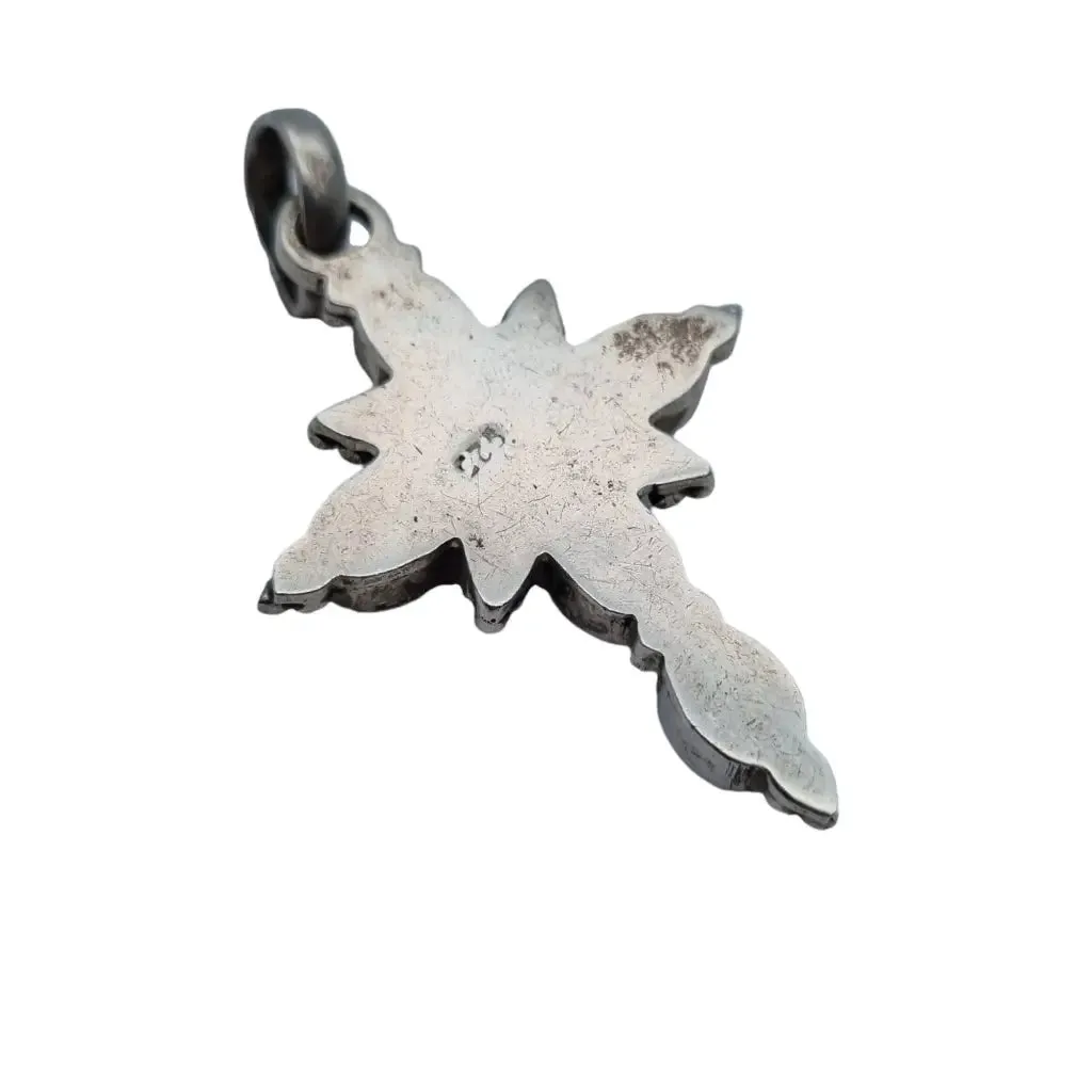 Boho silver and moonstone cross, religious vintage jewelry to give away.
