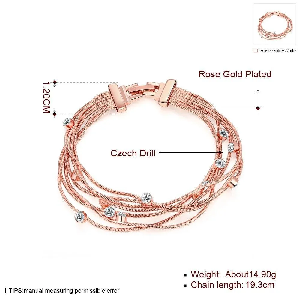 Charm Bracelets For Women Multi Chain Personality Rose Gold