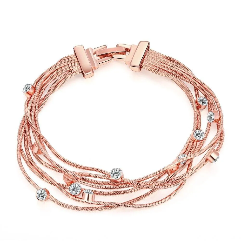 Charm Bracelets For Women Multi Chain Personality Rose Gold