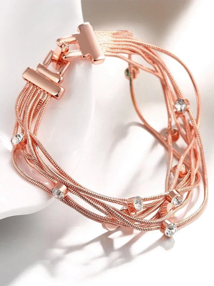Charm Bracelets For Women Multi Chain Personality Rose Gold