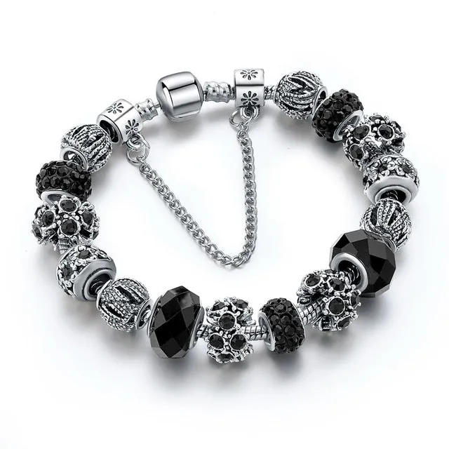 Crystal Beads Bracelets/Bangles Silver Plated Charm Bracelets For Women