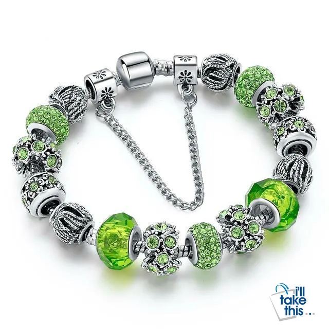 Crystal Beads Bracelets/Bangles Silver Plated Charm Bracelets For Women
