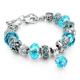 Crystal Beads Bracelets/Bangles Silver Plated Charm Bracelets For Women