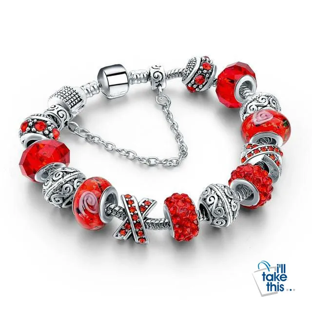 Crystal Beads Bracelets/Bangles Silver Plated Charm Bracelets For Women