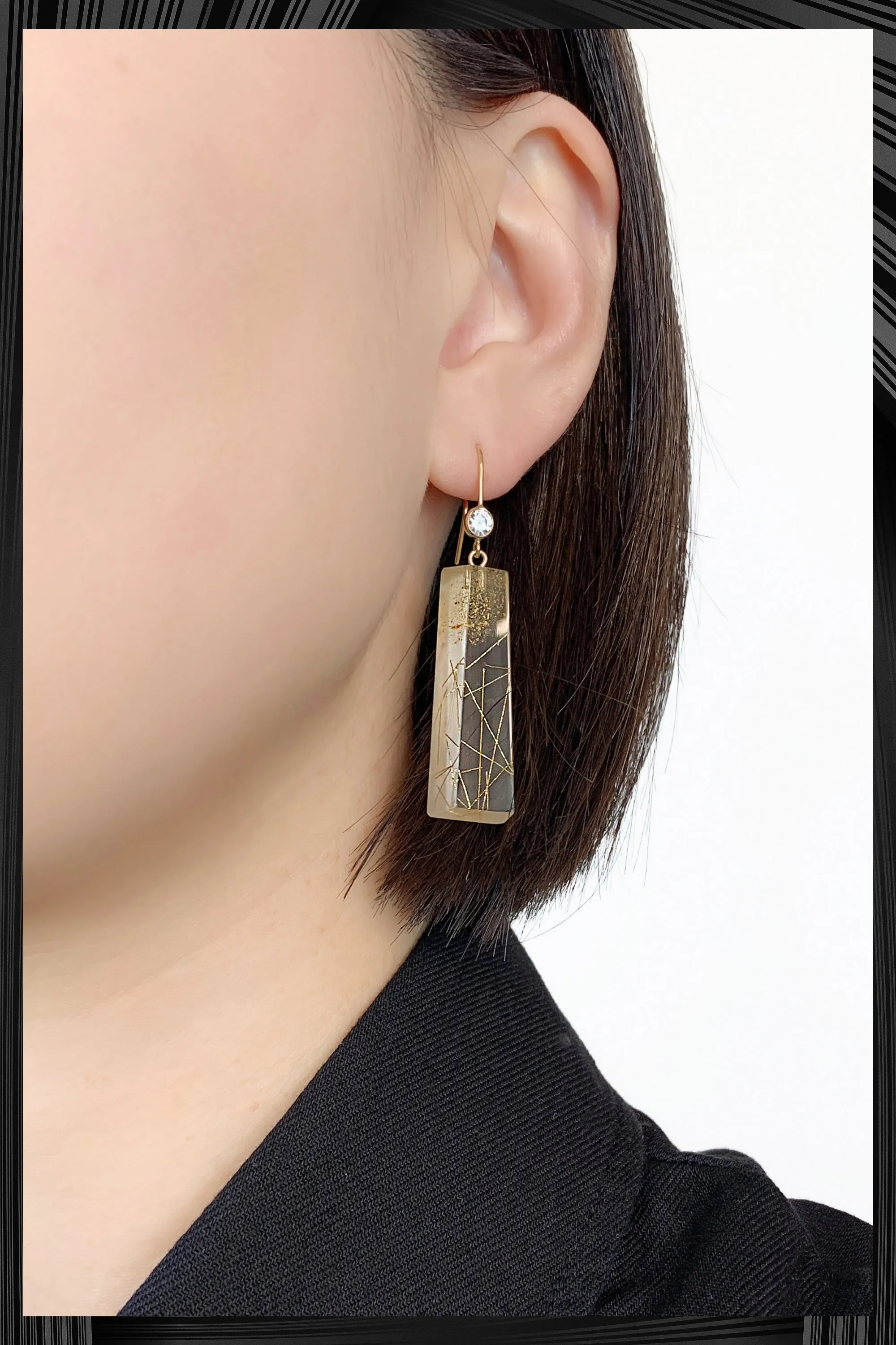 Cubic Zirconia Long Resin Dangle Earrings | Free Delivery - Quick Shipping