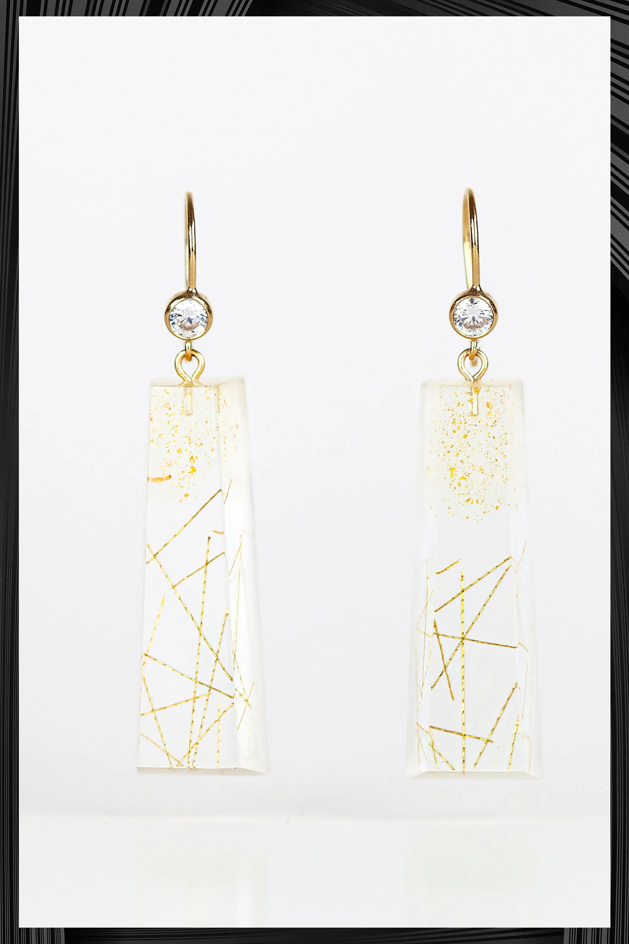Cubic Zirconia Long Resin Dangle Earrings | Free Delivery - Quick Shipping