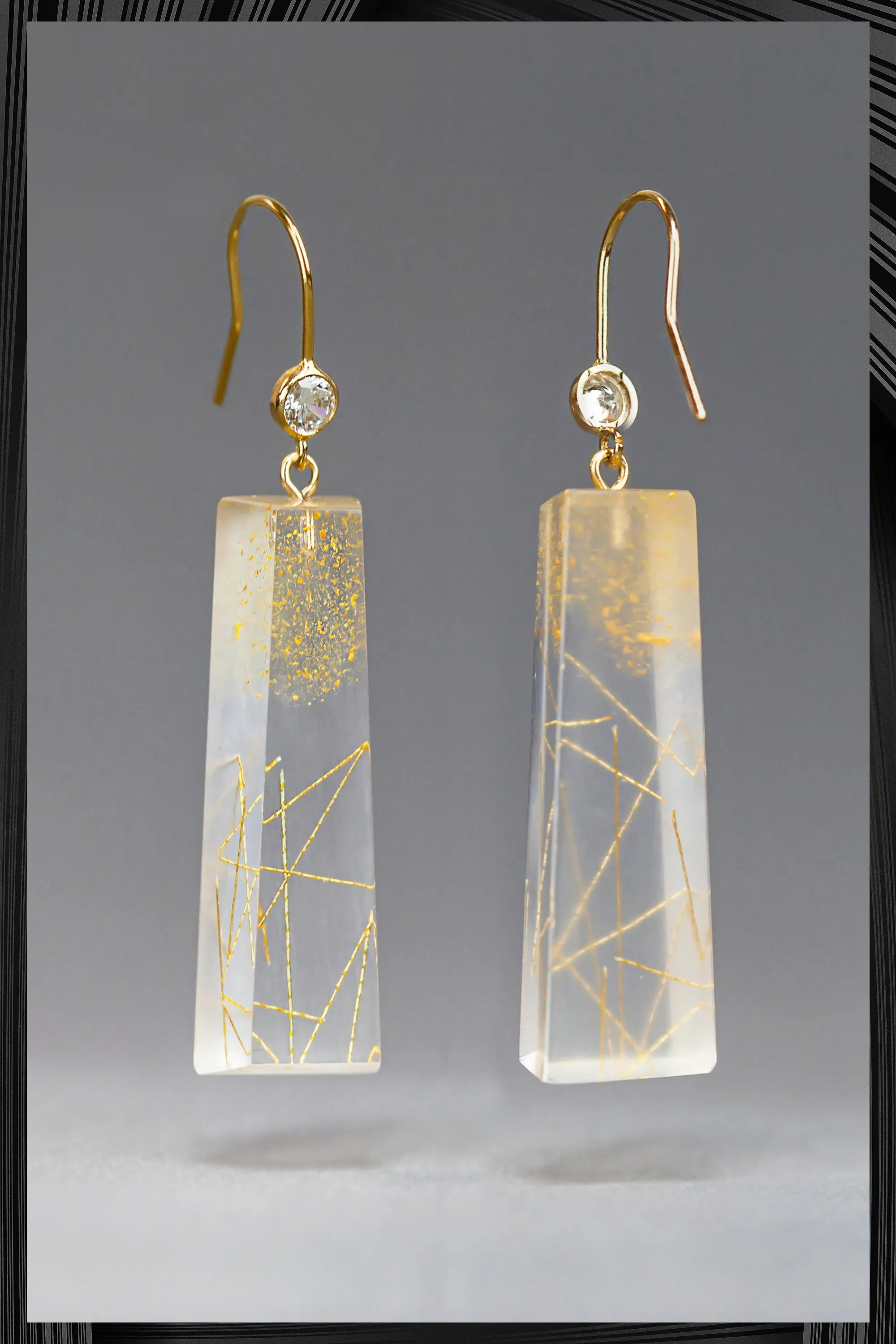 Cubic Zirconia Long Resin Dangle Earrings | Free Delivery - Quick Shipping