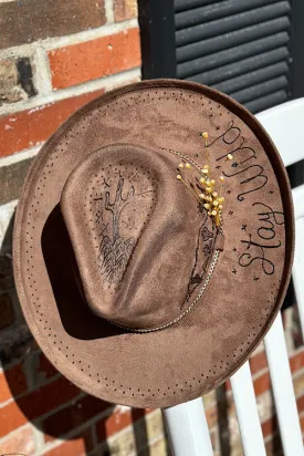 Custom Hand Burned Hat - Stay Wild/Cactus- Mocha