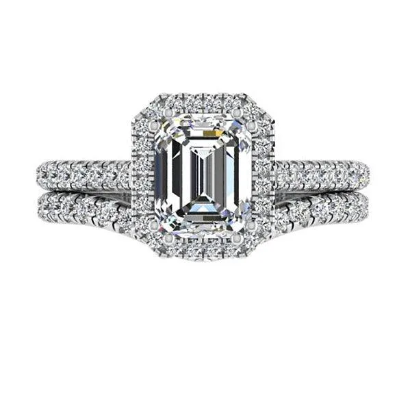 Emerald Shaped Diamond Wedding Ring Set