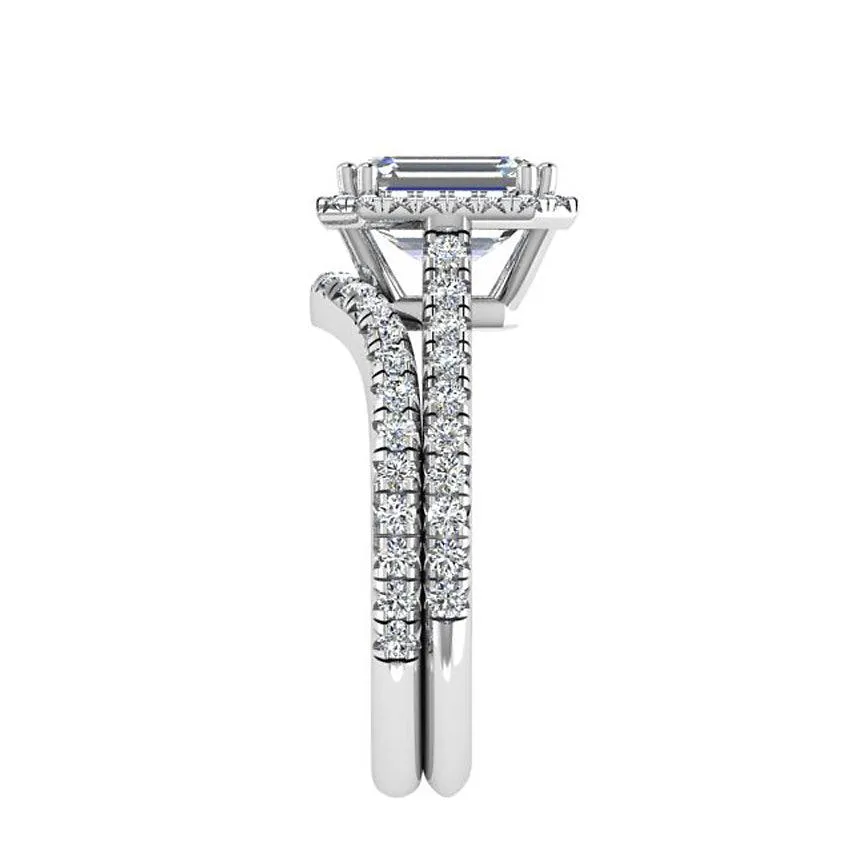 Emerald Shaped Diamond Wedding Ring Set